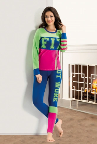 Derya Kurşun Baskılı Sporcu Kadın Tayt Takım 866