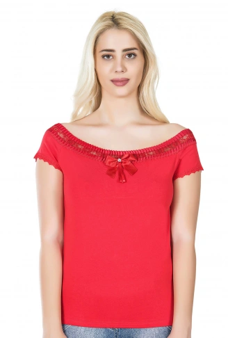 Derya Kurşun Dantelli Kadın Tişört 259