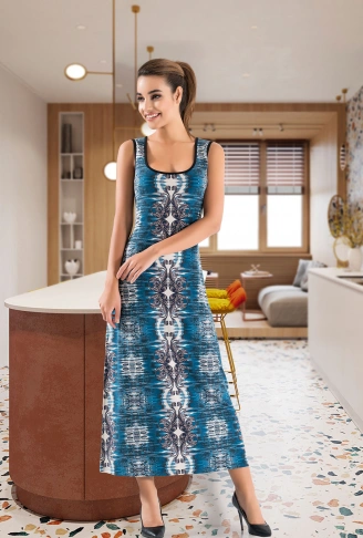 Derya Kurşun Havuz Yaka Uzun Kadın Elbise 957
