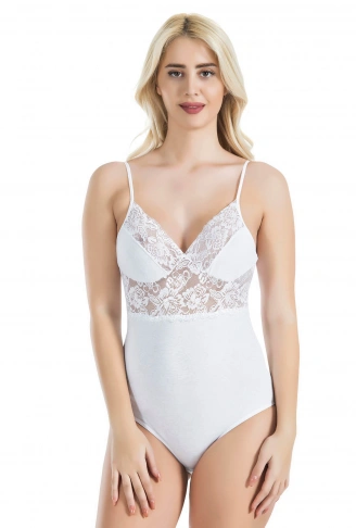 Derya Kurşun İp Askılı Dantelli Kadın Body 334