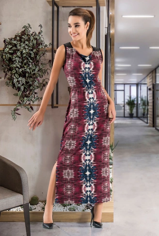 Derya Kurşun Kalın Askılı Uzun Kadın Elbise 956