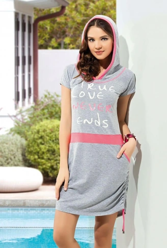 Derya Kurşun Kapüşonlu Tunik 953