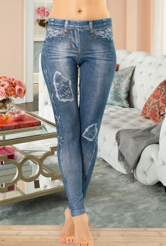 Derya Kurşun Kot Görünümlü Kadın Tayt 438-2