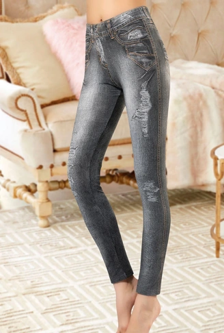 Derya Kurşun Kot Görünümlü Kadın Tayt 440