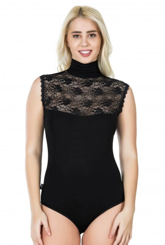 Derya Kurşun Sıfır Kol Balıkçı Yaka Kadın Body 343