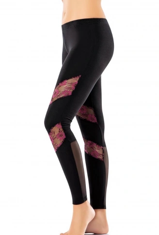 Derya Kurşun Tül Dantel Detaylı Kadın Tayt 0580