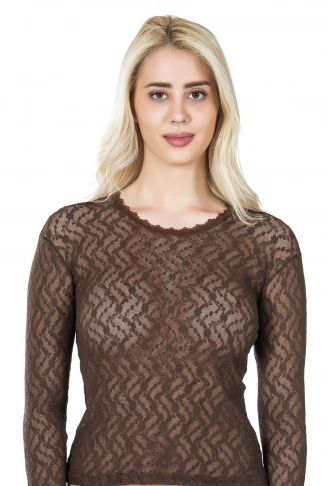 Derya Kurşun Uzun Kol Dantelli Kadın Tişört 279