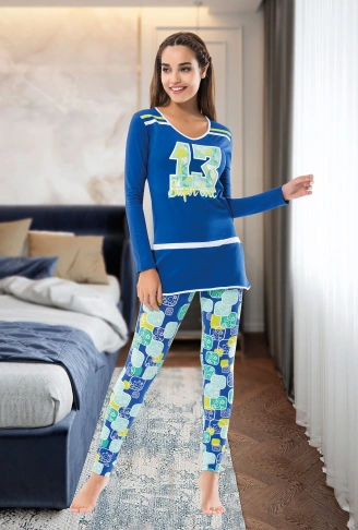 Derya Kurşun Uzun Kol Kadın Pijama Takım 1118