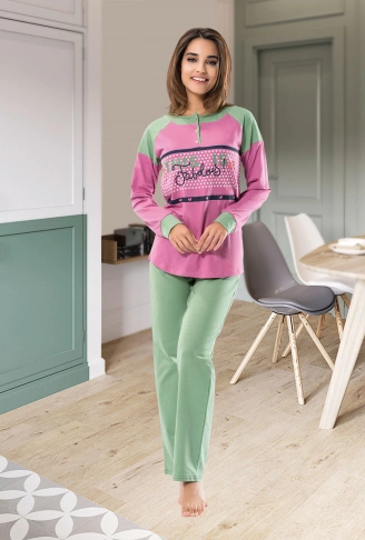 Derya Kurşun Uzun Kol Kadın Pijama Takım 1120