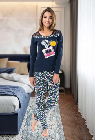 Derya Kurşun Uzun Kol Kadın Pijama Takımı 1113