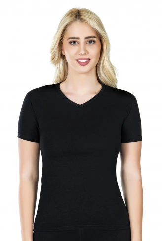 Derya Kurşun Yarım Kol V Yaka Kadın Tişört 227