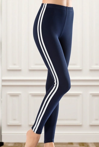 Derya Kurşun Yüksek Bel Şeritli Kadın Tayt 0531