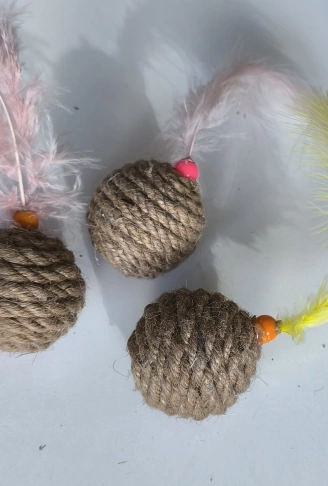Jut Halat Örgü Kedi Oyun Topu 5 cm