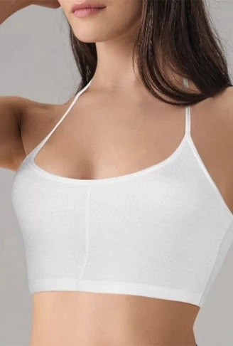 Kadın Beyaz Likralı Mikromodal Yarım Atlet 9132