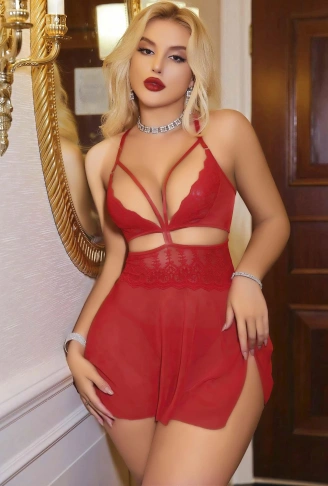 Kadın Kırmızı Tül Fantezi Kostüm 2181