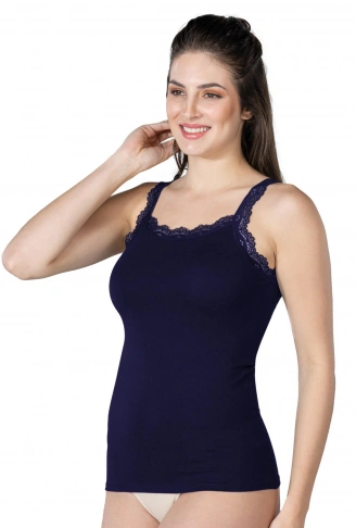 LACİVERT  MI Emay 1411 Modal Cotton Dantelli Atlet