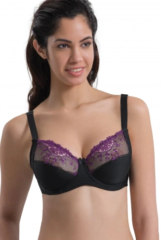 MOR SİYAH MI Emay 136 B Balenli Toparlayıcı Dantelli Sütyen