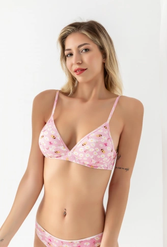 PAMUKLU DESENLİ, ÜÇGEN SÜTYEN PEMBE (MGP1961)