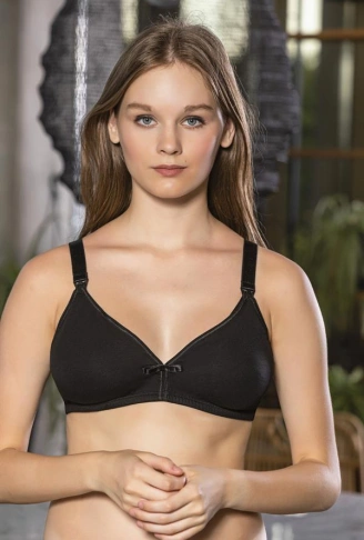 PAMUKLU EMZİRME SÜTYENİ SİYAH (MGP1080)