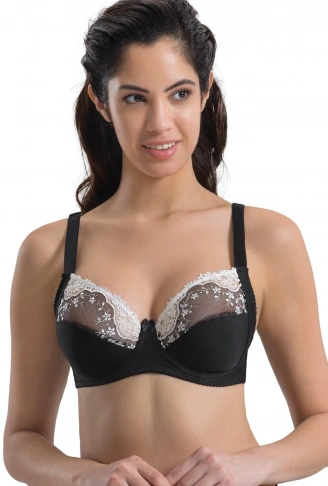 SİYAH BEYAZ MI Emay 136 B Balenli Toparlayıcı Dantelli Sütyen
