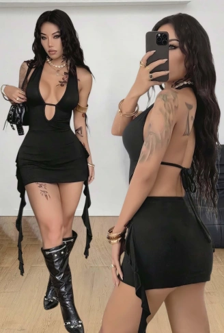 Siyah Fantezi Elbise 5117