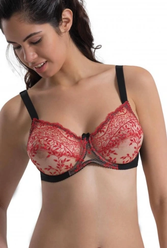 SİYAH-KIRMIZI MI Emay 148 B Balenli Toparlayıcı Sütyen