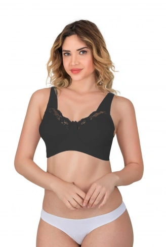 SİYAH MI Emay 181 C Dantelli Toparlayıcı Cotton Sütyen