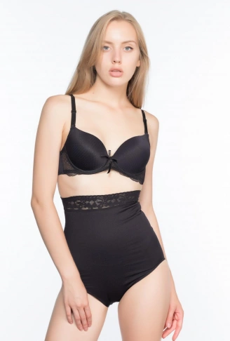 SİYAH MI Emay 2028 Dantelli Yüksek Bel Slip Korse