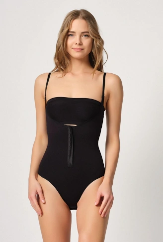 SİYAH MI Emay 2043 Göğsü Açık Agraflı Body Korse