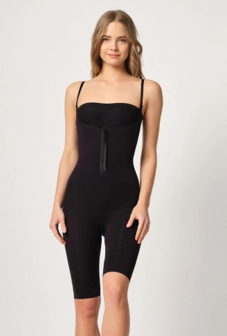 SİYAH MI Emay 2093 Ön Agraflı Göğsü Açık Paçalı Boy Korse