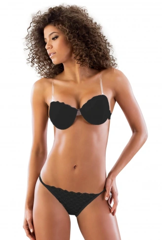 SİYAH MI Emay 2722 Strablez Sırtı Şeffaf Sütyen Takım Push-up