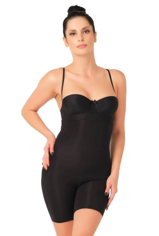 SİYAH MI Emay 2758 Lazer Kesim Göğsü Açık Boxer  Korse