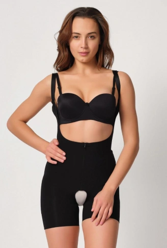 SİYAH MI Emay 2834 Göğsü Açık Ferumalı Tül Popo Boy Lazer Korse