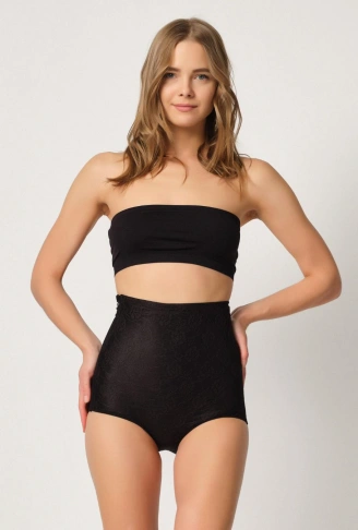 SİYAH MI Emay 2842 Lazer Dantelli Slip Korse