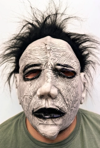 Siyah Saçlı Michael Myers Lateks Yüze Tam Yapışan Et Maske Korku Maskesi