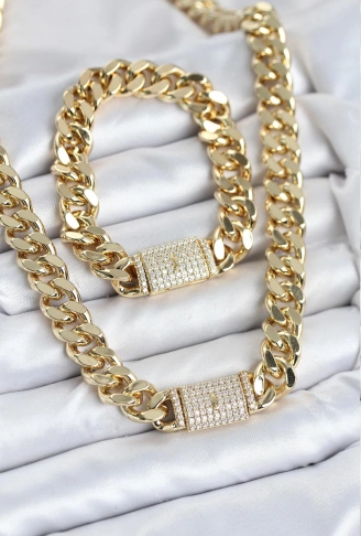 Xuping Gurmet Gold Renk Kolye ve Bileklik Seti