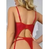Dantel Transparan Kırmızı Badysuit 4'lü Takım 2026