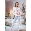 Derya Kurşun Uzun Kol Dantelli Kadın Pijama Takım 1115