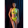 FANTEZİ LASTİK ŞERİT SÜTYEN KÜLOT TAKIM NEON SARI (MGP6641)