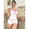 Kadın Ayıcık ve Çiçek Desenli Şortlu Gecelik Takım 5113