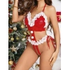 Kadın Kırmızı Yılbaşı Babydoll Sexy Kostüm 2166
