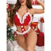 Kadın Kırmızı Yılbaşı Babydoll Sexy Kostüm 2166