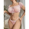 Kadın Pembe Bustiyer Külot Sexy Kostüm 2155