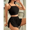 Kadın Siyah Yandan Yırtmaçlı Askılı Şortlu Pijama Takım 5041