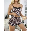 Leopar Desenli Şortlu Gecelik Pijama Takımı 5048