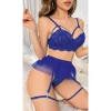 Mavi Bel Tüllü Kadın Seksi Fantezi Jartiyer Takım 2121