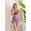 TRANSPARAN BABYDOLL STRİNG TAKIM LİLA (MGP32096)