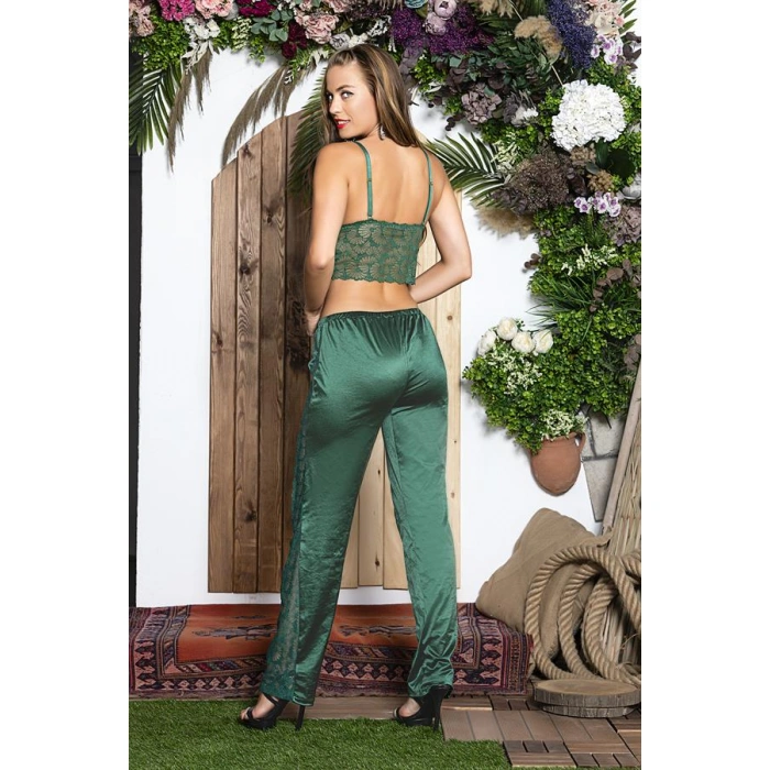 3 PARÇA GECELİK SETİ ; GÖMLEK, BRALET SÜTYEN VE PANTOLON TAKIM ZÜMRÜT (MGP31726)