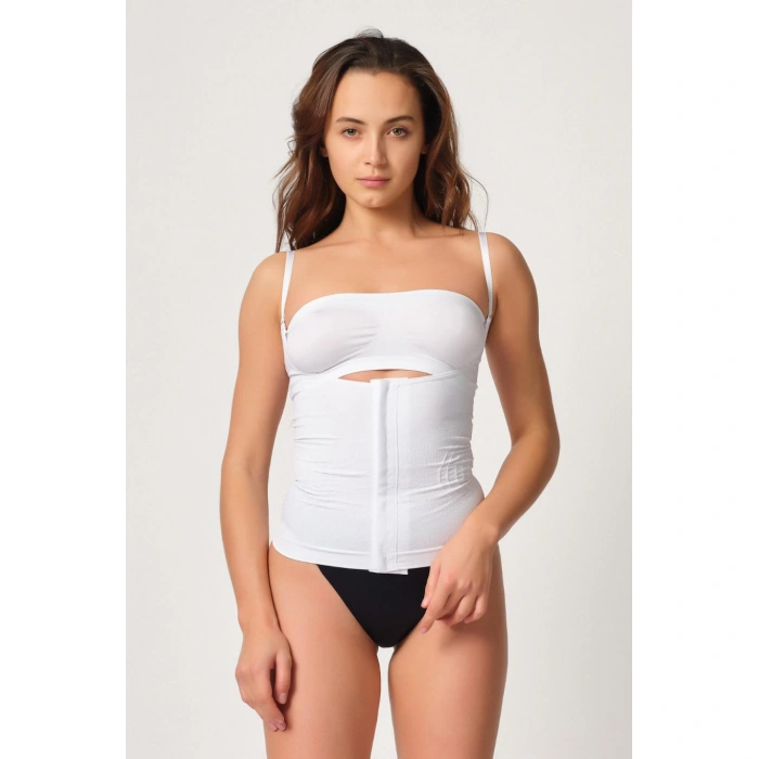 BEYAZ MI Emay 2030 Agraflı Göğsü Açık Atlet Korse