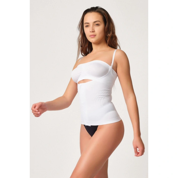 BEYAZ MI Emay 2030 Agraflı Göğsü Açık Atlet Korse